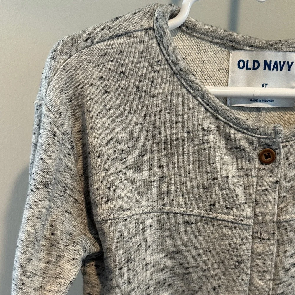 Old Navy 5T Heathered Gray Long Sleeve‎ Knit Romper
